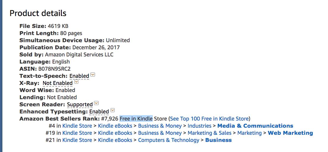 Stats of an Amazon #1 Best Selling Book
