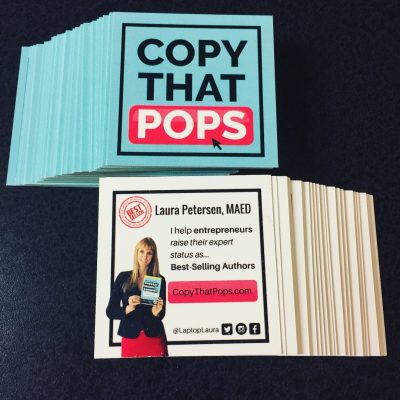 When you design your business cards, your book should be front and center.