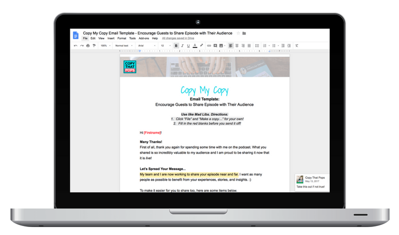 email copy template for podcasters