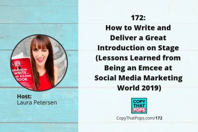 172: How to Write and Deliver a Great Introduction on Stage (Lessons Learned from Being an Emcee at Social Media Marketing World 2019)