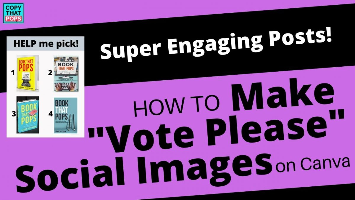 book marketing hack -- Use Canva to Make a Shareable _Please Vote_ Image for Your Book Cover Design / Author Photo