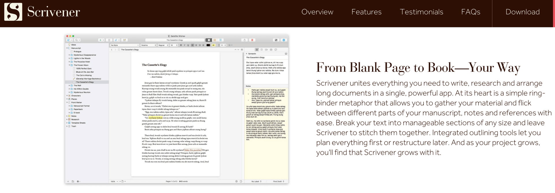best book writing tool for authors is scrivener
