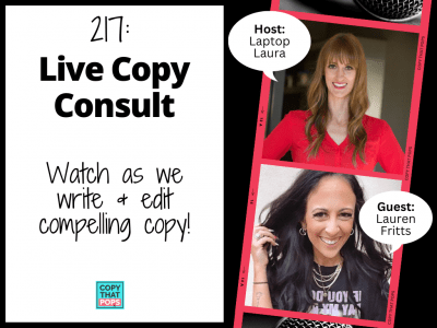 live copy consultation with lauren fritts - write compelling copy with us