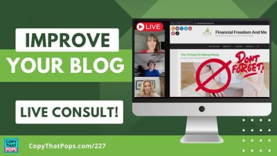 how to improve your blog - writing advice live with eric piccione, signe beck, and laptoplaura from copy that pops